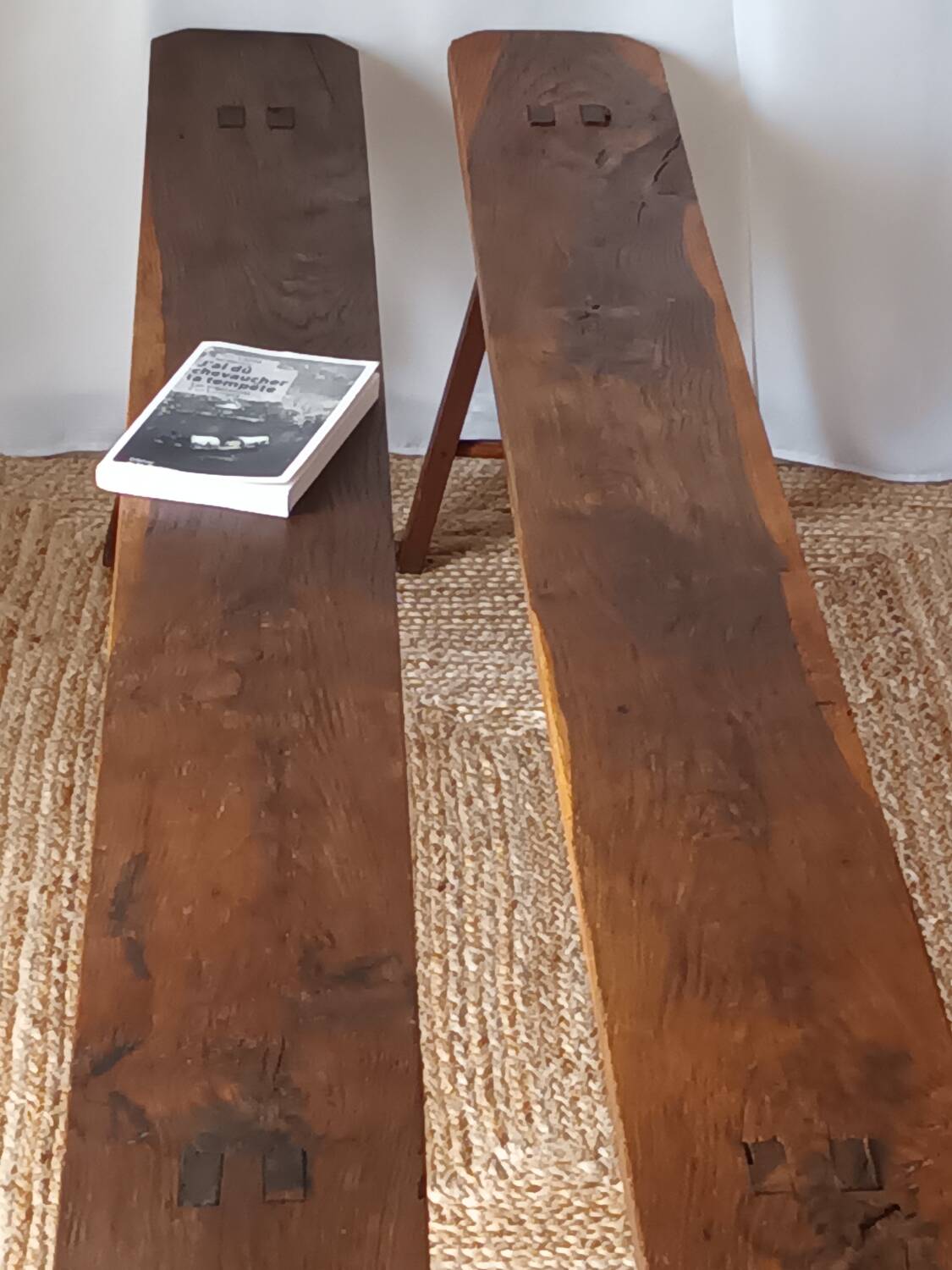 Pair of old oak country benches