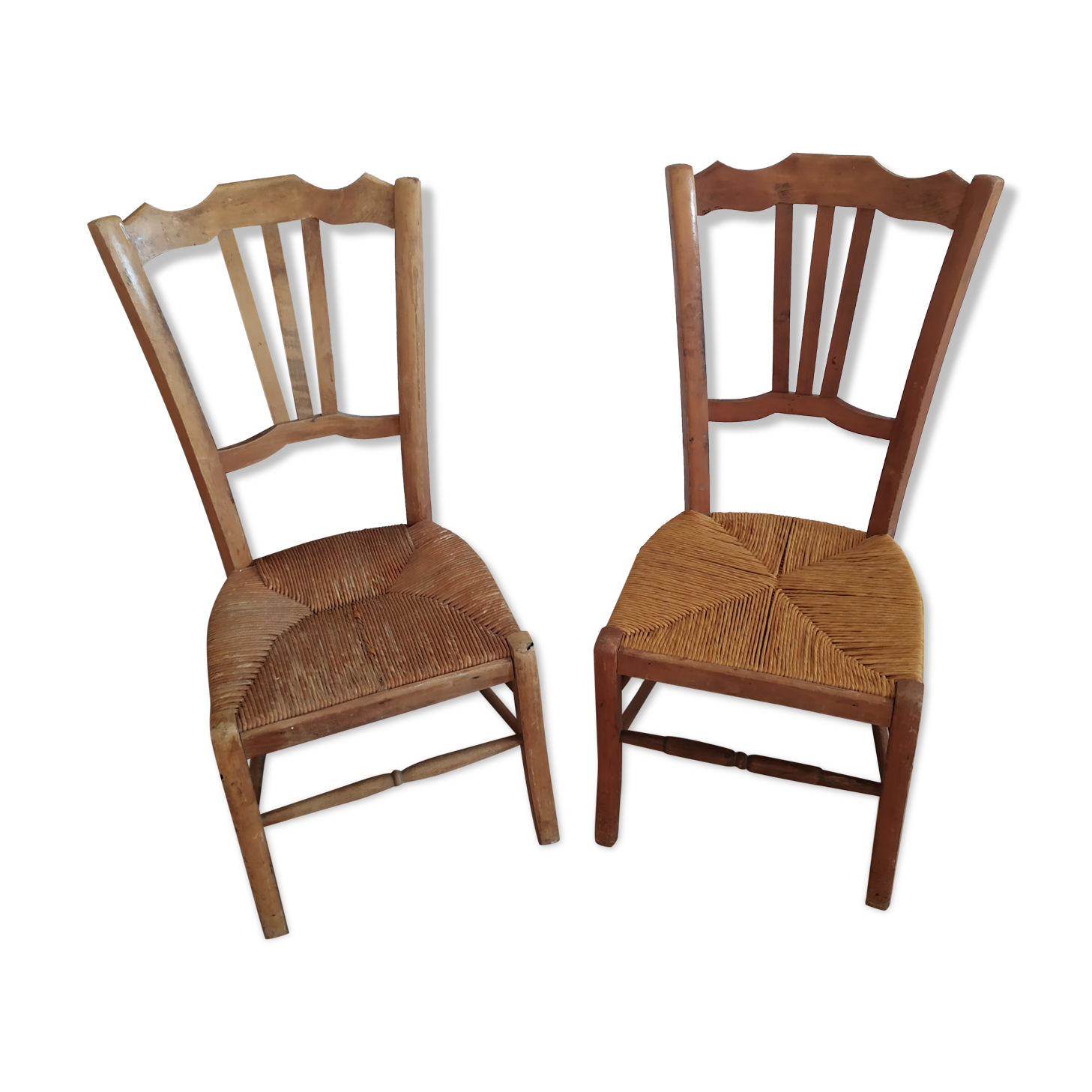 Vintage straw low chairs
