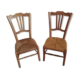 Chaises basses vintage en paille