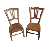 Chaises basses vintage en paille