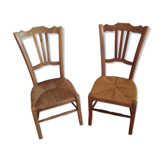 Chaises basses vintage en paille