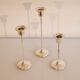 Set of 3 vintage metal candle holders 1970