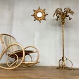 Rocking flesh in bamboo rattan and vintage wicker 1950