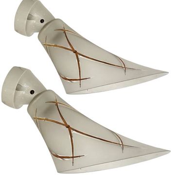 Pair of Art Deco opaline and porcelain wall lights