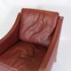 Fauteuil modèle 2207 en cuir rouge et cadre en chêne par Børge Mogensen des années 1960