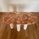 Pink marble and concrete coffee table