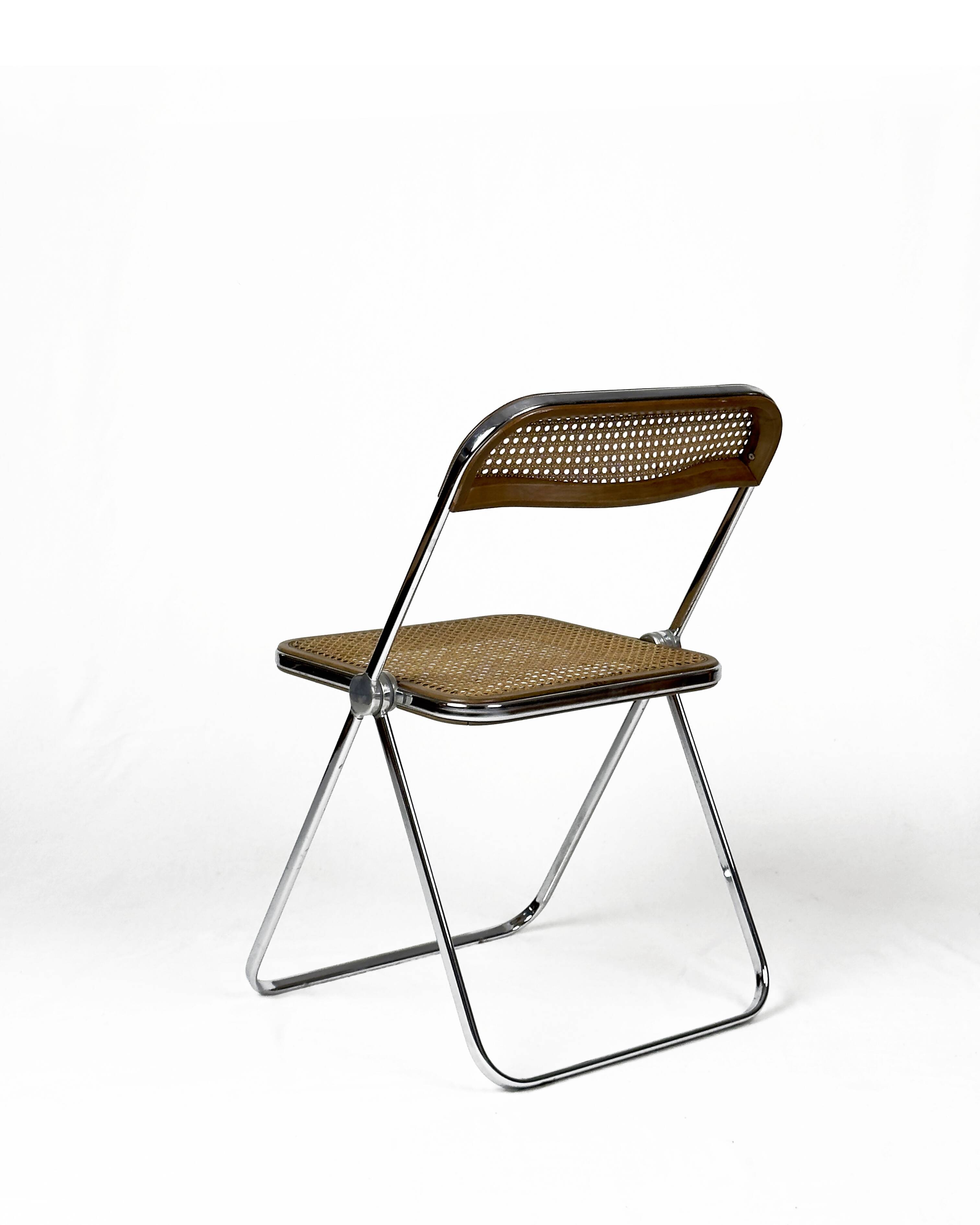 vintage “Plia” Chair with Vienna Straw/ Cane by Piretti, Italy 1960s