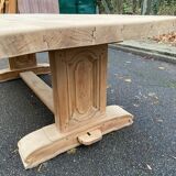 Restored 19th century solid oak monastery dining table, 215cm