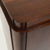 Large Art Deco console or pedestal in dark oak veneer, Belgium, 1920s