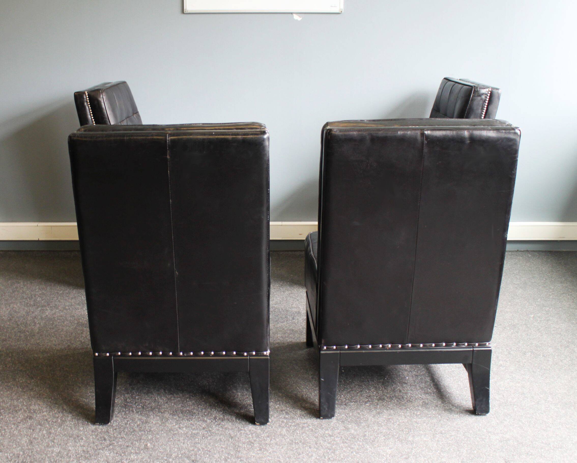 Modern black leather armchair, 20th century.