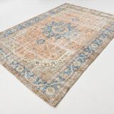 7x10 Turkish Blue & Peach Handmade Persian Rug, 220x304Cm