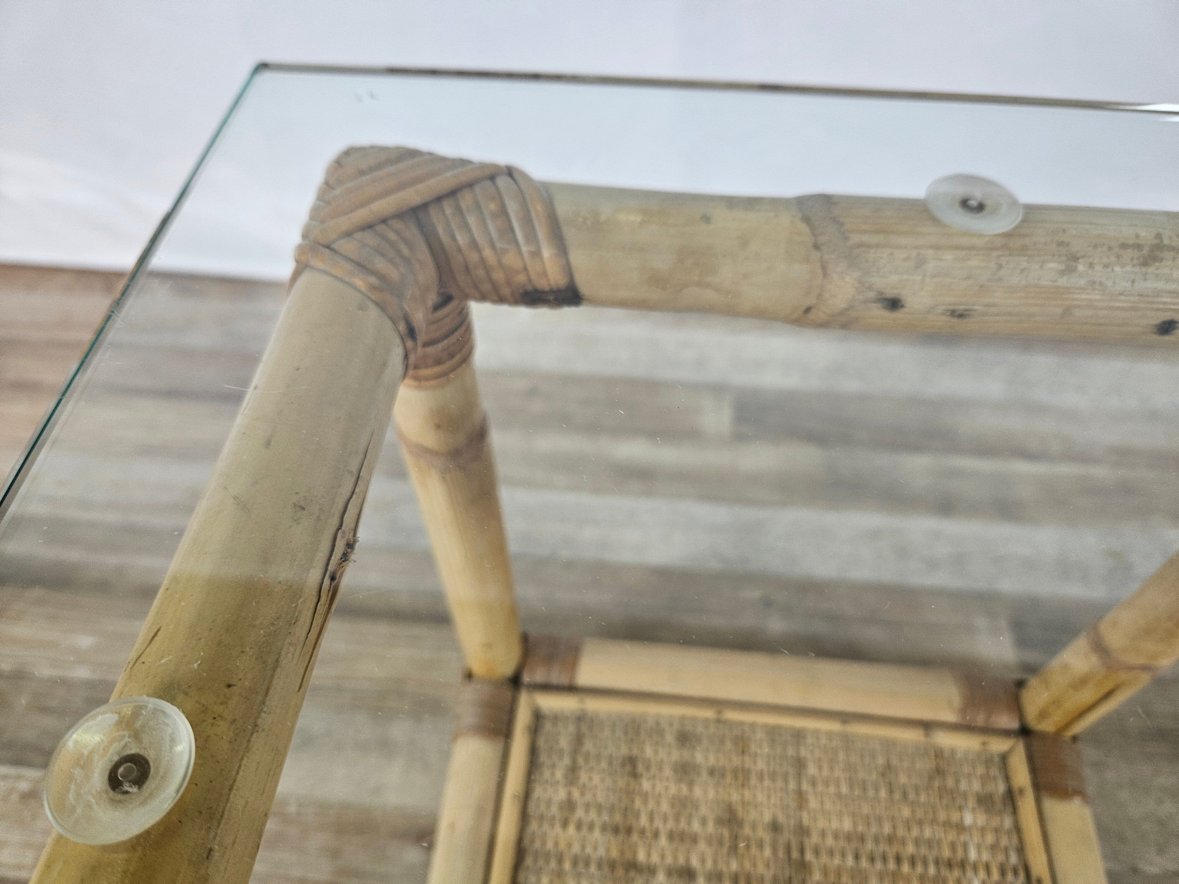 Wicker coffee table with glass top