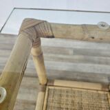 Wicker coffee table with glass top