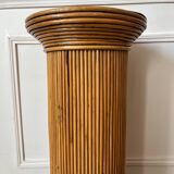 Pair of vintage rattan veneer columns