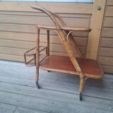 Retro rattan trolley on wheels