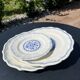 Lot - 3 assiettes en Gien bleu et blanche