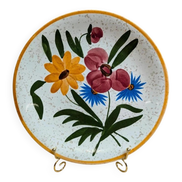 Assiette ancienne en céramique à décor floral polychrome – Vintage