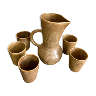 Stoneware pitcher and tumbler service