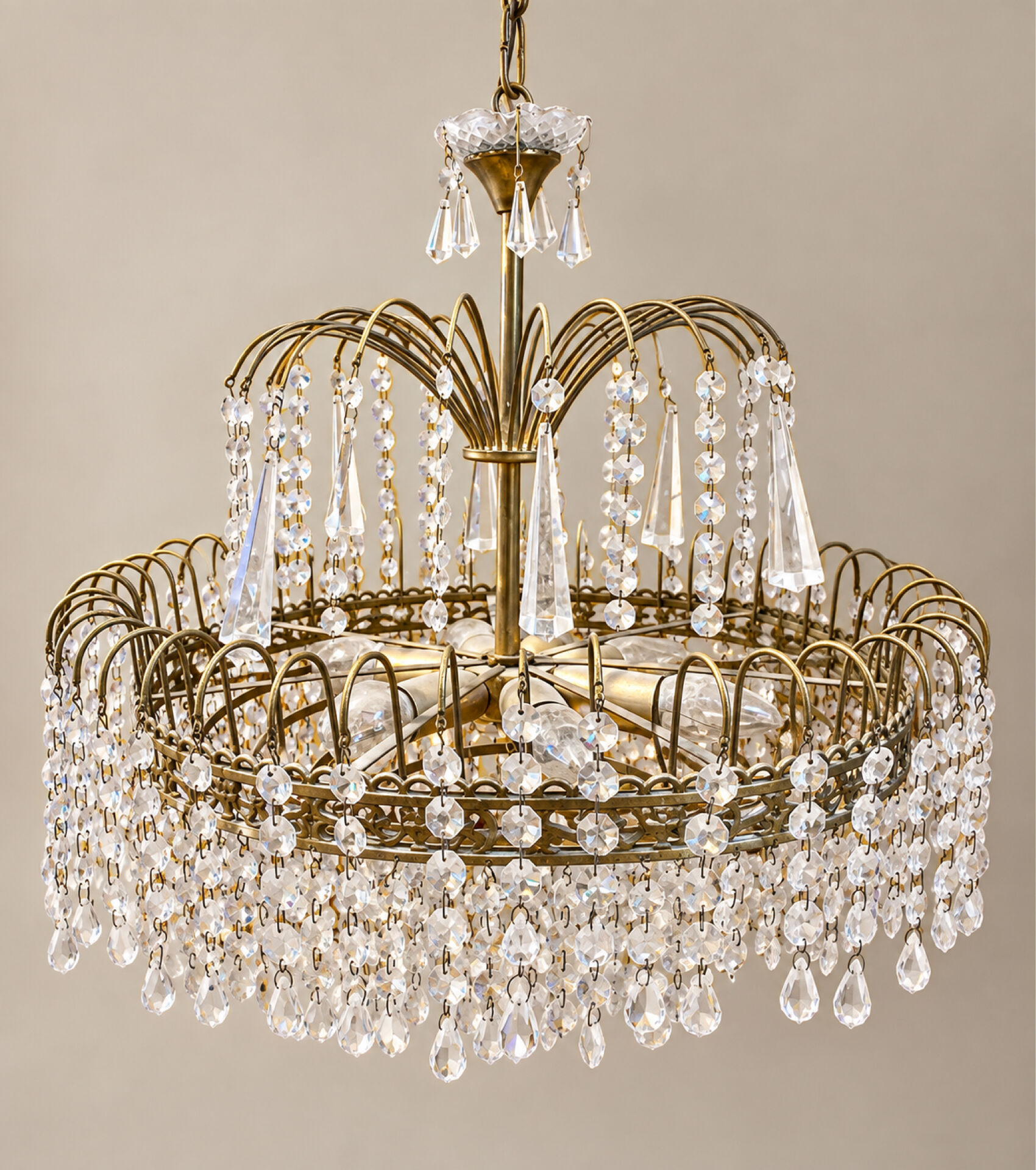 Grand vintage cascade chandelier from the 1960s.