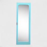Beveled mirror on turquoise Parisian door