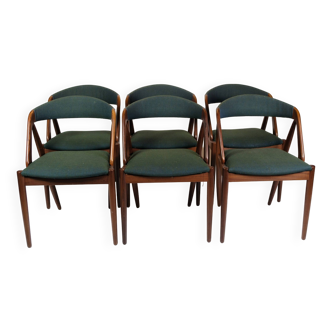Ensemble de 6 chaises de salle à manger modèle 31 réalisées en teck par Kai Kristiansen datant des années 1950