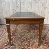 Bureau plat de style Louis XVI cuir noir