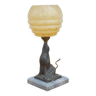 Lampe Art déco à poser lampe de table, lampe otarie avec globe moucheté jaune en verre