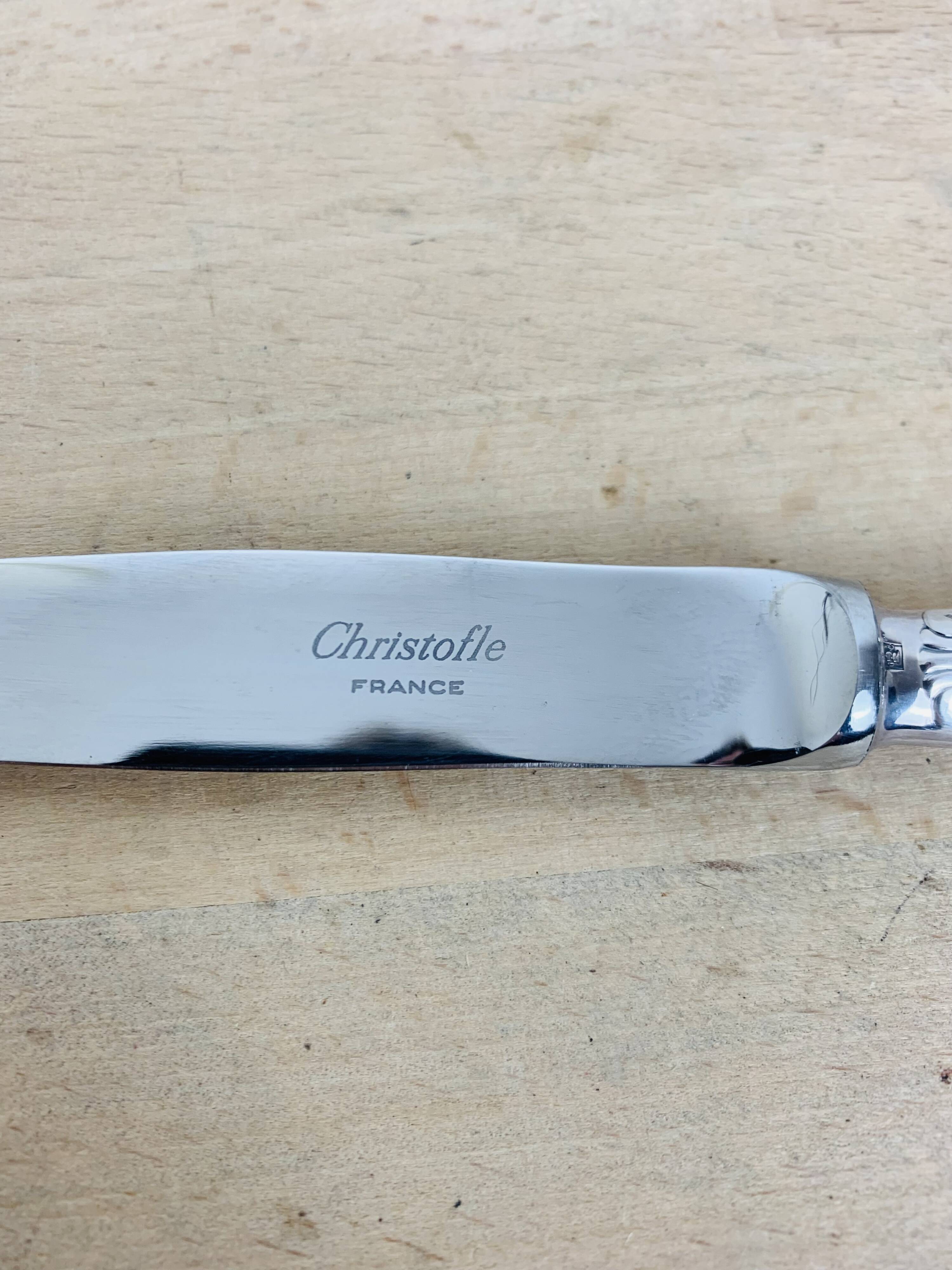 Christofle, 12 Vendôme model dessert knives, silver-plated metal