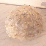 Murano Ceiling Light Gold and Traspare Flower by Seguso for Venini, Italy, 1960s