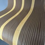 Curvy wavy pencil reed rattan bamboo low lounge chair, 1970s