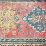 Tapis d'orient fait main de couloir caucasien ancien Kazak  3,09 x 1,52 m