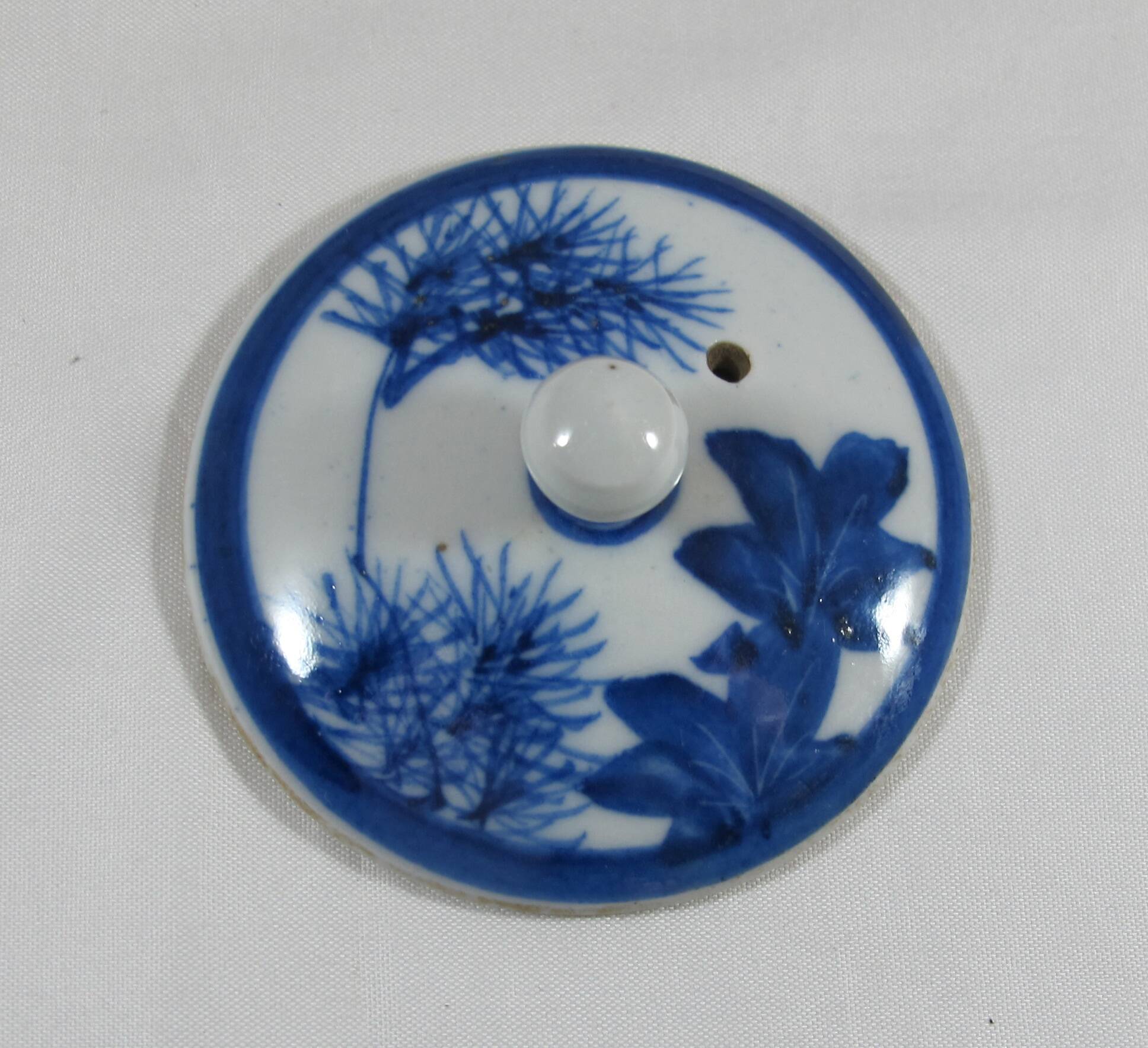 small Chinese or Japanese blue and white porcelain teapot early 20th century