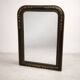 Antique Napoleon III mirror, black frame with hand-painted floral decoration – 19th century