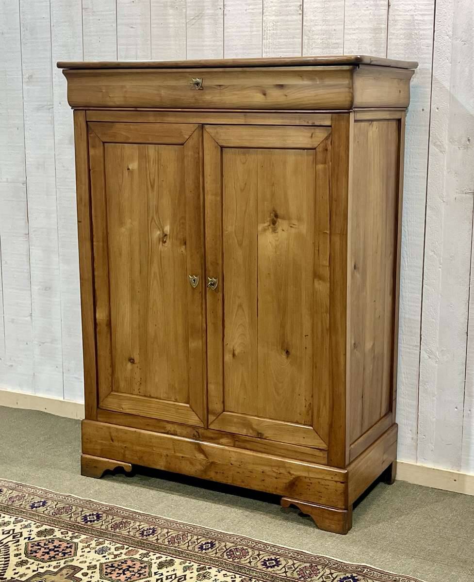 Small Louis Philippe 19th century cherry wood wardrobe with a drawer at the top