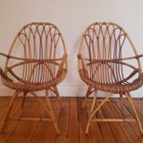 Pair of vintage rattan armchairs