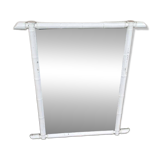 Large wooden mirror with bamboo effect painted in white, bohemian country decor