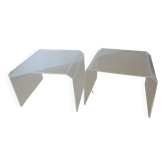 lot de 2 tables appoint ou chevet en plexiglas vintage 1970