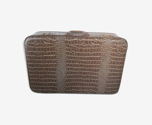 Valise en skaï imprimé crocodile