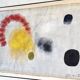 Tableau abstrait sur toile de lin dans le goût de Joan Miro