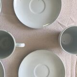 Lot de 6 tasses à café avec leurs soucoupes et 1 plat rectangulaire