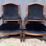 Pair of antique Louis XVI style armchairs. Rosewood.