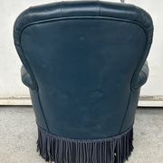 Armchair Napoleon III leather Chesterfield way, late nineteenth