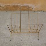 Magazine rack in gilded metal, early 1970s