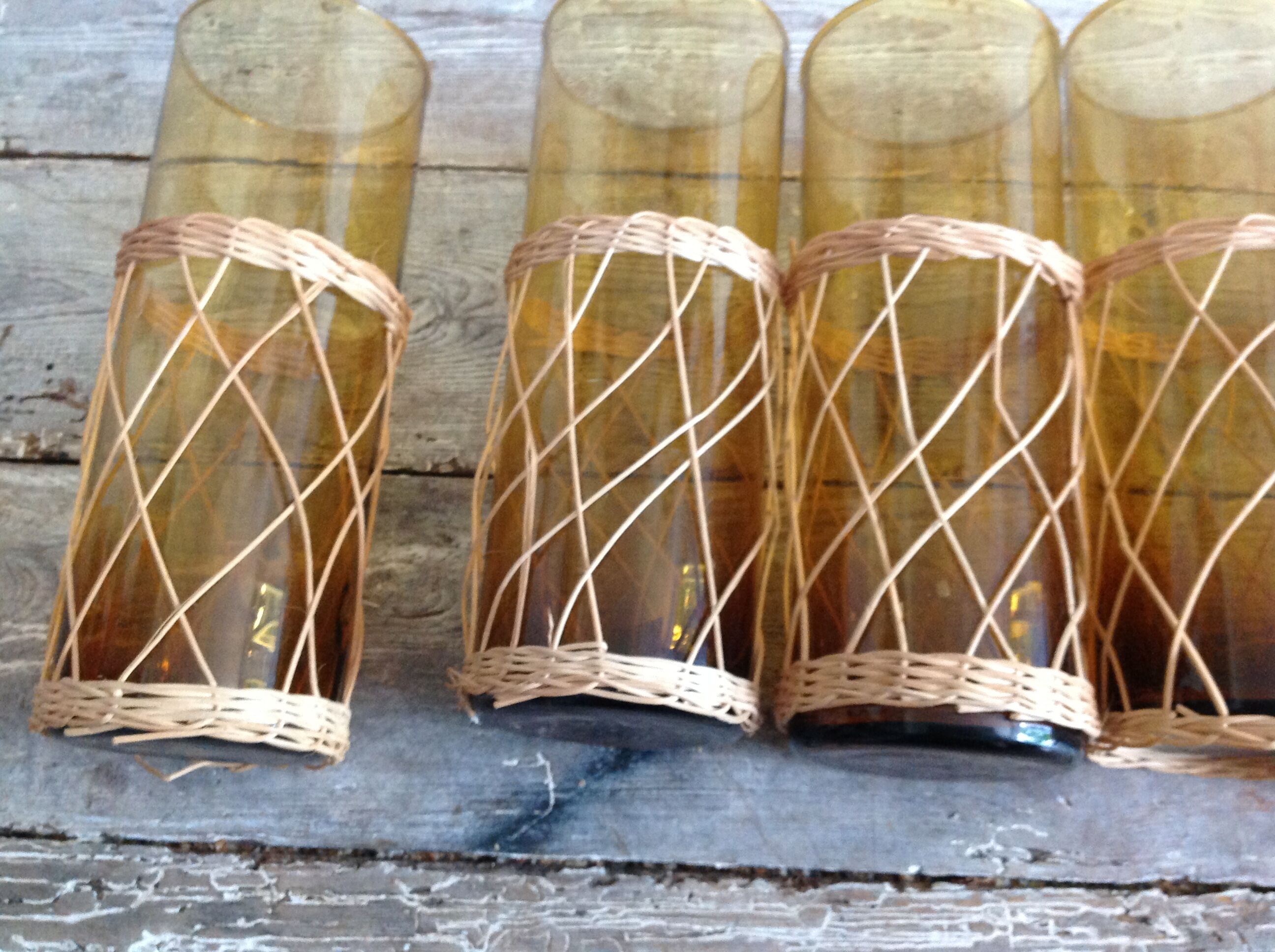 Series of 6 amber glasses