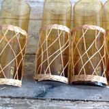 Series of 6 amber glasses