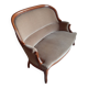 2-seater Louis XV style sofa - arched legs - Art Deco patterned velvet fabric - Beige