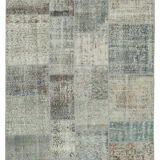 Hand-knotted anatolian contemporary 170 cm x 240 cm grey patchwork carpet