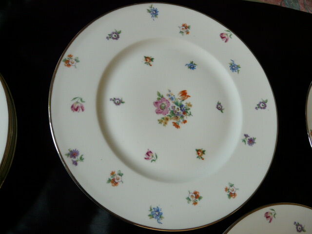 Set de 12 assiettes plates Limoges décor fleuri