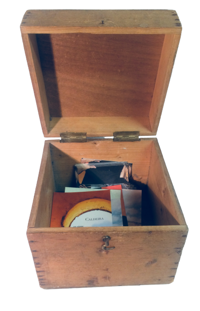 Square box made of raw wood