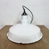 Industrial White Enamel Factory Pendant Lamp, 1960s